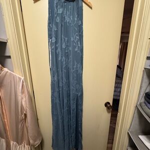 Lulu's Dusty Blue Embroidered Maxi Dress